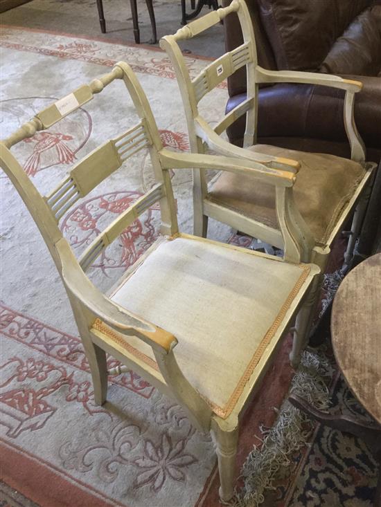 Pair painted elbow chairs